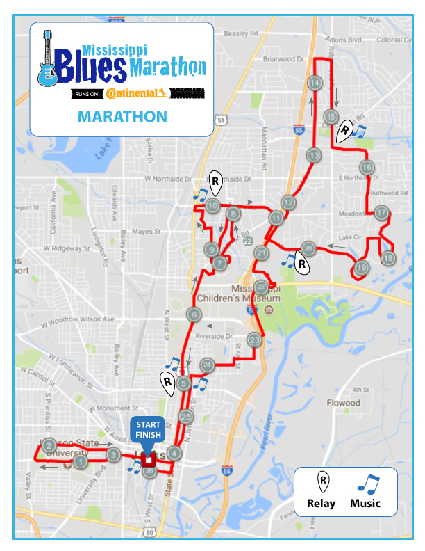 Race Course Maps Mississippi Blues Marathon
